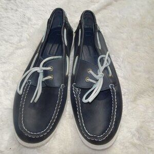 Tommy Hilfiger Dark Blue Leather Boat Shoes Size 10.5